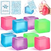 Gemscream 12 Sets Stress Cube Slow Rising Ice Cube Stress Balls with Pocket Hug Cards Sensory Squeeze Toy Anxiety Relief Funny Ice Party Gift for Adult Coworker Staff Employee Classroom Prizes