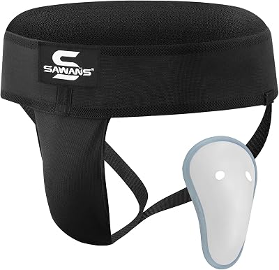 SAWANS Groin Guard Cup for Boxing MMA Adjustable Jockstrap Black M