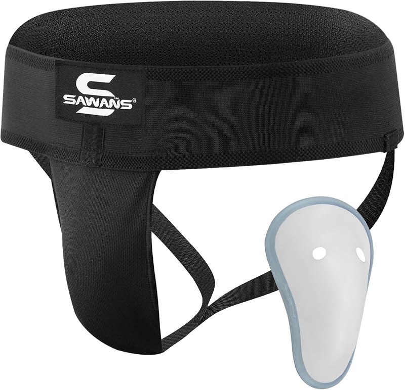 SAWANS Groin Guard Cup for Boxing MMA Adjustable Jockstrap Black M
