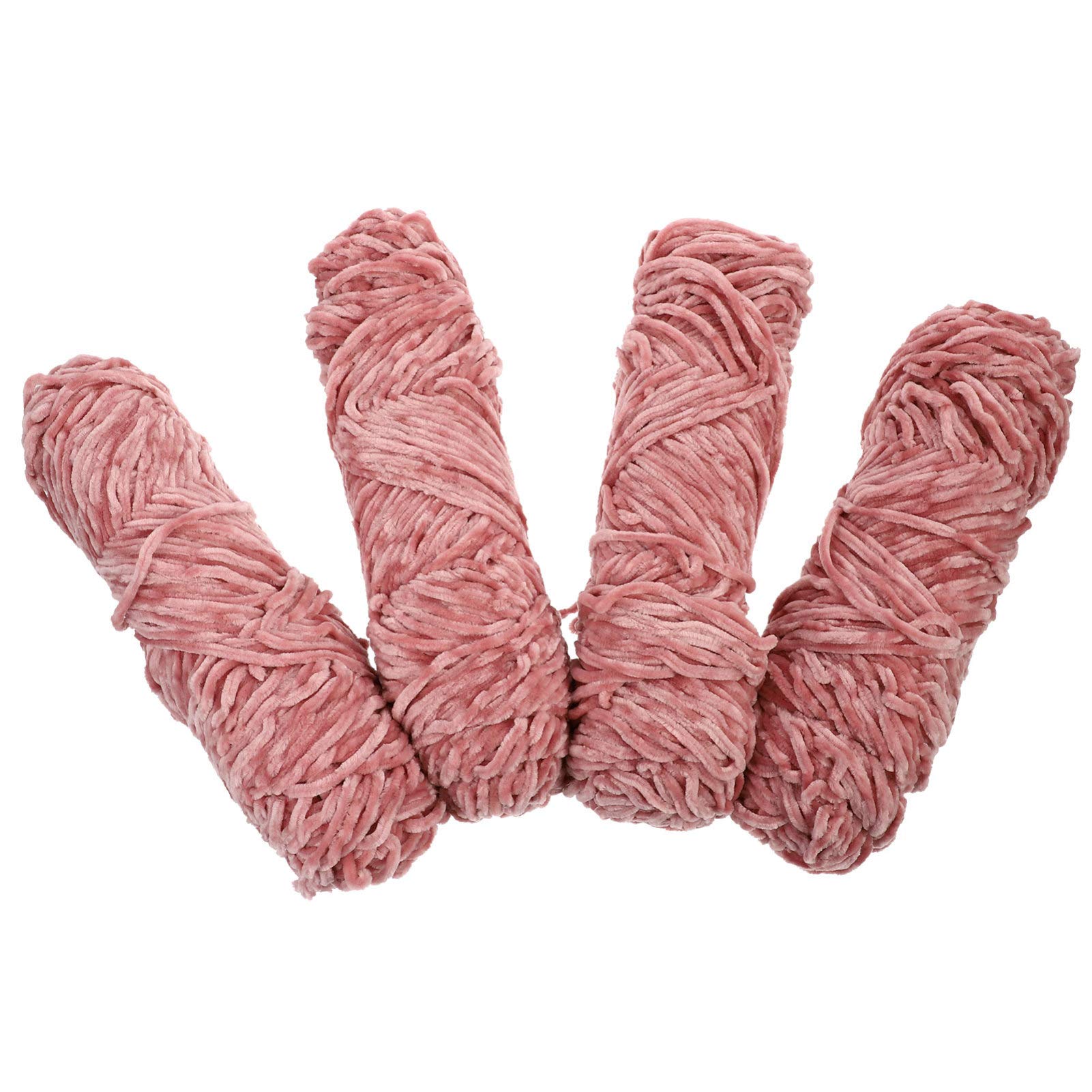 Artibetter 4pcs Chenille Yarn Ball Yarn Knitting Yarn Wool Hand Knitting Crochet Thread for Clothing Hat Scarf Blanket (Pink)
