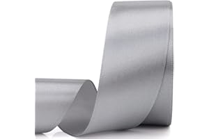 Nsilu 25 Yards 1-1/2 inches Wide Satin Ribbon Suitable for Wedding, Party and Gift Box Packaging Ribbon (Gray, 1-1/2")