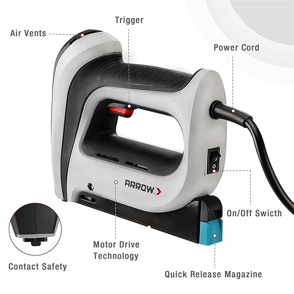 ARROW ELECTRIC STAPLE GUN KIT, CORDED STAPLER WITH 3750 PIECES T50 1/4″, 3/8″, 1/2″ STAPLES, FOR UPHOLSTERY PROFESSIONAL AND DIY PROJECTS, T50ACD