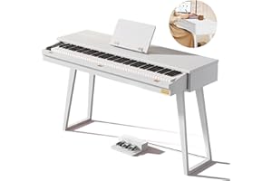 SHEIRIN digital piano 88 keys weighted keyboard electric piano beginners stand full size upright pedal musical SR-PH80 (WHITE)
