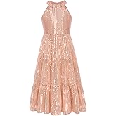 GRACE KARIN Girls Sequin Dress Formal Party Elegant Fancy Girls Maxi Long Dress for 5-14Y