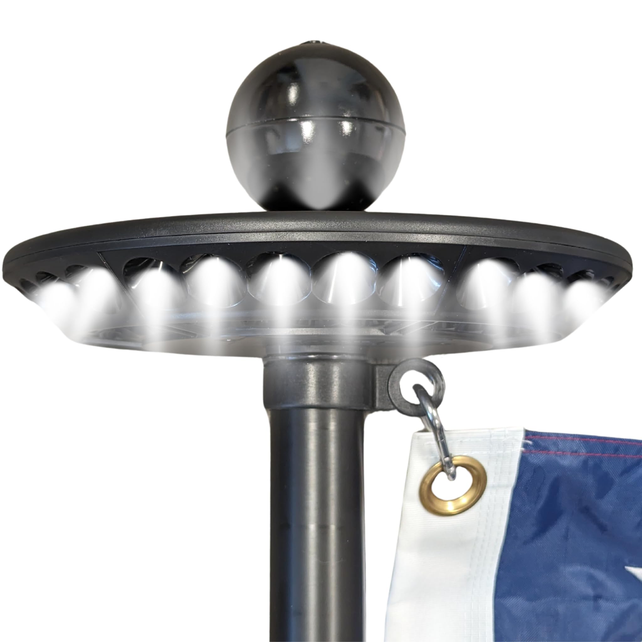 Photo 1 of Service First Sirius Solar Flagpole Light - Ultra Bright - Weather Proof Design - 12 Hour Battery Life - Automatic Sun Detection - Fits Most Flagpoles (Freedom Edition Black)