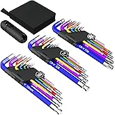 Fineonly 27 PCS Allen Key Set Hex Key Allen Wrench Set Star Key Sets Metric Imperial Extra Long Ball End Hex Key Set 1.5mm-10