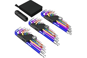 Fineonly 27 PCS Allen Key Set Hex Key Allen Wrench Set Star Key Sets Metric Imperial Extra Long Ball End Hex Key Set 1.5mm-10