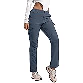 AREOUTS Women's Snow Ski Pants Fleece Lined Waterproof Softshell Insulated Winter Outdoor Hiking Cargo Pants