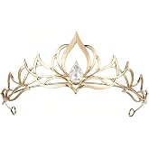 Gothic Black Teardrop Crystal Crown Dark Themed Halloween Cosplay Outfits | Gunmetal Gothic Tiara with Teardrop Rhinestone Hollow Lotus Filigree Crown Dark Headpiece for Prom Wedding Costume Party