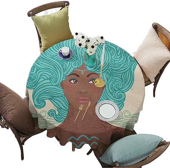Zodiac Aquarius - Mantel redondo de 152 cm para picnic y fiesta, color
