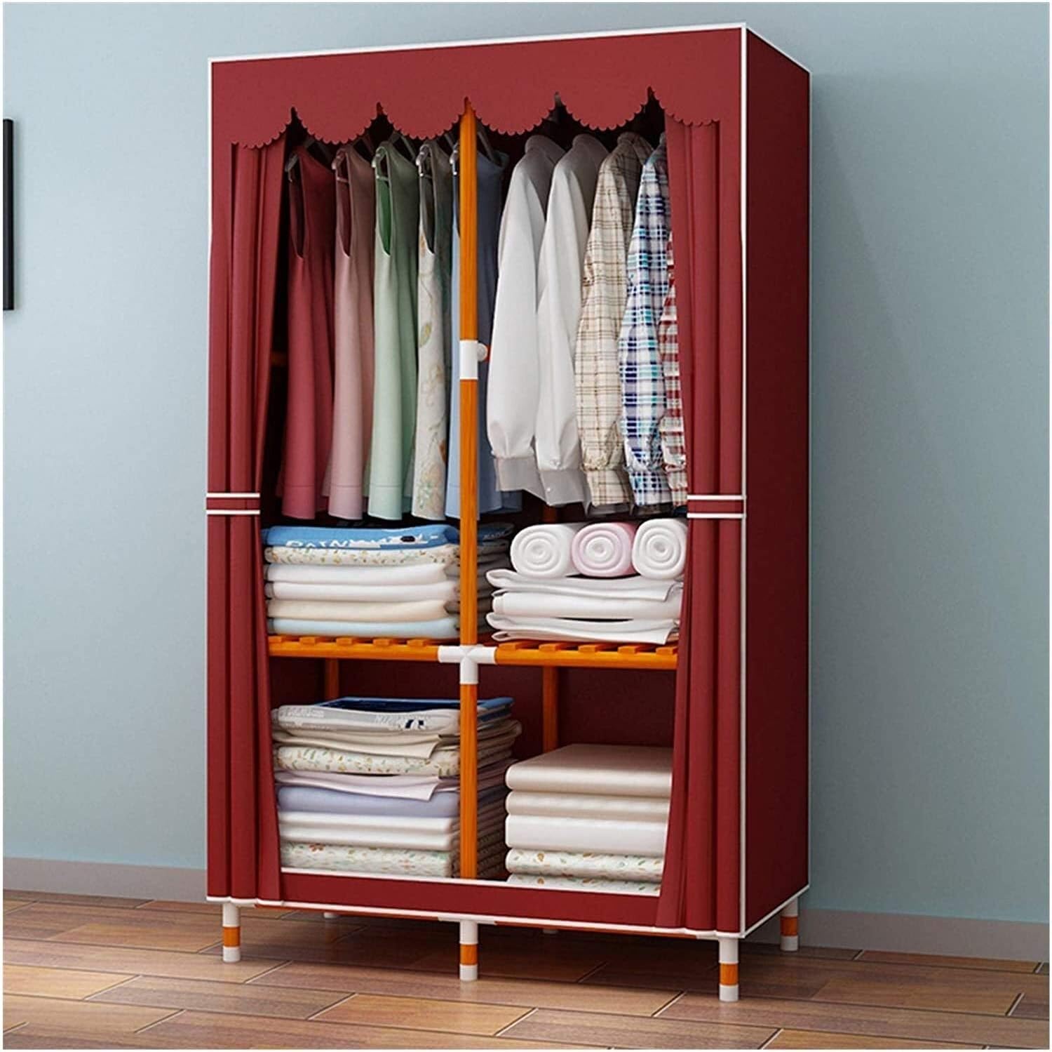 Wardrobe Portable Closet Organizer Storage Bag Solid Color