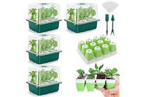 RYSCAM Seed Starter Tray, 48 Cells Indoor Seed Starter Kit, Flexible Silicone Designed Seedling Starter Trays, Germination Tray with Humidity Dome & Lids(4in Height), Reusable & Dishwasher Safe, BPA-FREE