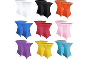 RELIANCER 1 Pack Cocktail Table Covers,32"x43" Fitted Spandex Tablecloth,Stretch Round Highboy Tables Cover,Elastic High Top Table Cloths for Outdoor Party,Wedding,Bar,Birthday,Banquet,Trade Show