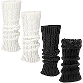 Fingertip WD Leg Warmers for Women, Winter Knee High Cable Knit Warm Long Boot Socks for 80s Accessories Party Yoga Dance