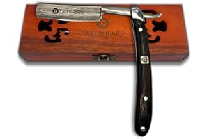 Saki Shears Professional Straight Razor for Men - Barber Shaving Razor - Stainless Steel, Wood Handle and Display Box (Kamikazi)