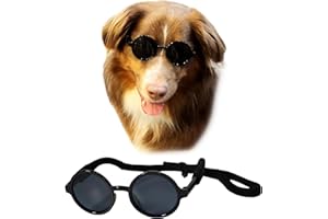 STYLE VAULT G001 Medium Breeds 20-40 lbs Dog Cat Pet Costume Prop Round Sunglasses (Black)