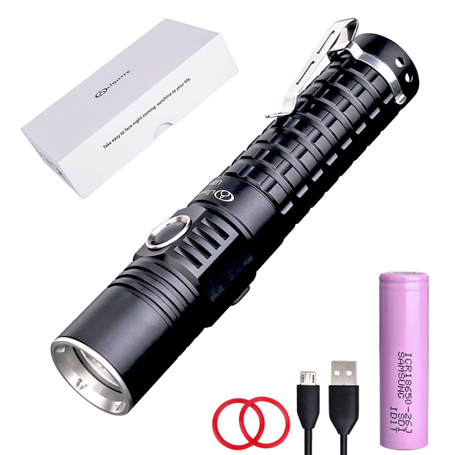 LIGHTFE Tactical Torches Flashlight U23 is a 940 Lumens Flashlight with USB Directly Rechargeable, Submersible Underwater 6.5 Feet Memory Function for Firefighter, Hunting, Night Riding