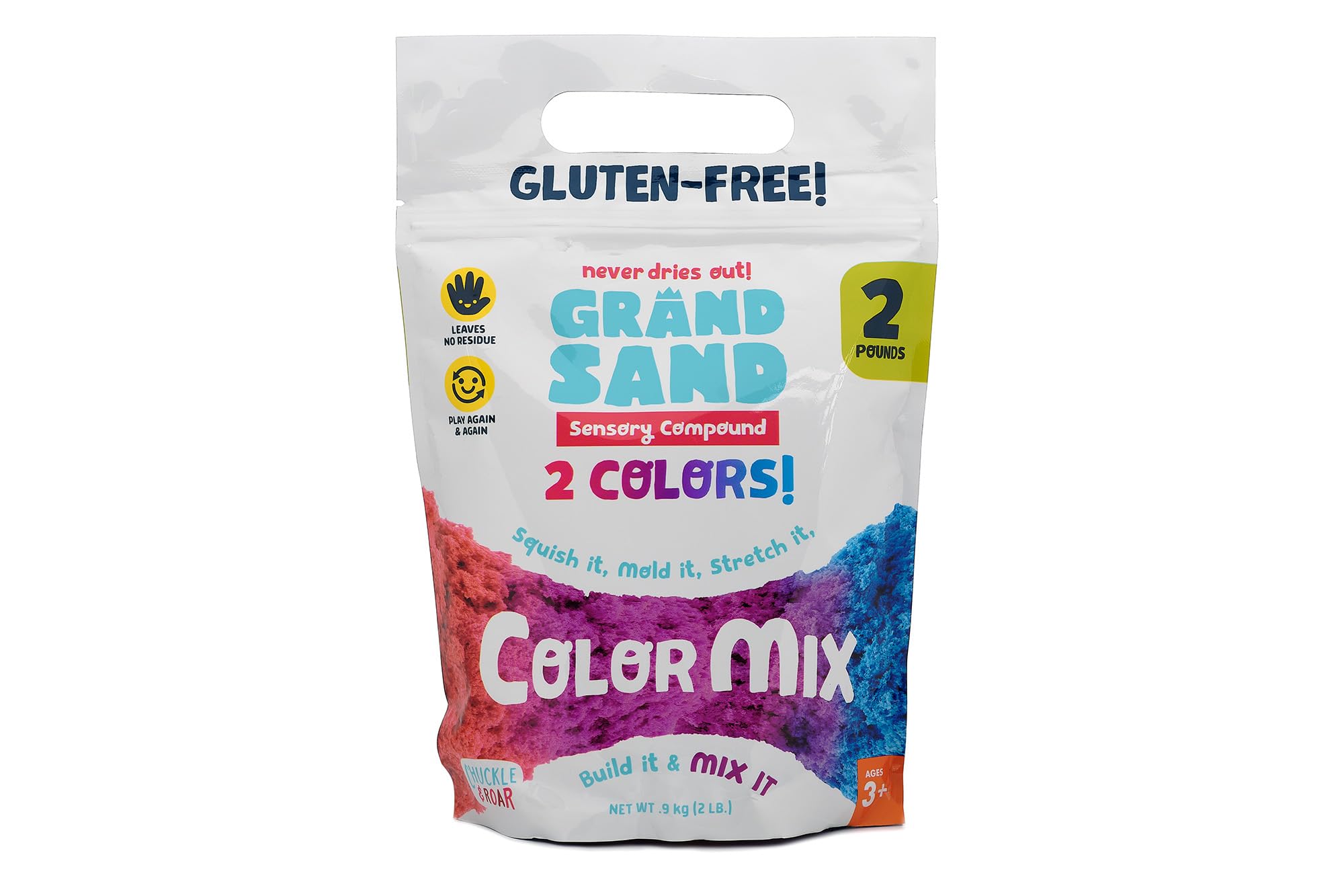 Chuckle & Roar - Grand Sand Color Mix - Tactile Construction Sand - Educational Fun for Preschoolers - Fidget Arts and Crafts for Toddlers - Never Dries - Ages 3 and Up