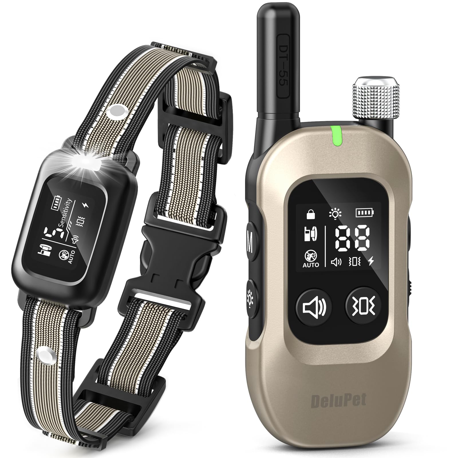 Photo 1 of 2-in-1 Dog Bark & Shock Collar – 4500FT Dog Training Collar with Remote, 3 Training Modes & LED Light, IPX8 Waterproof E Collars with Anti-Barking for Small Medium Large Dog (Titanium)