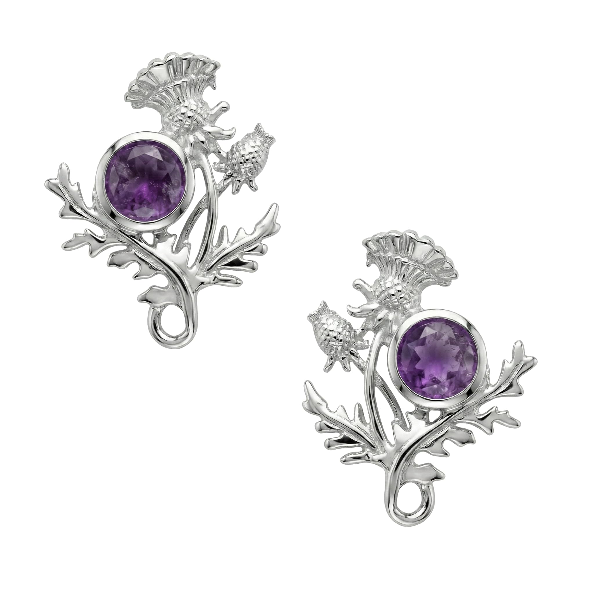 CAIRN 925 Sterling silver Scottish thistle earrings for women. Jewellery gift box included. Ross 6141