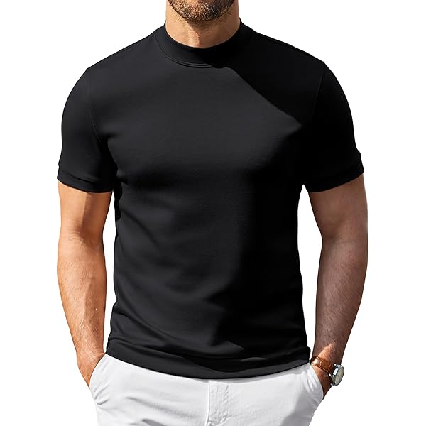COOFANDY Men Heavy Heavyweight Cotton T-Shirt Casual Mock