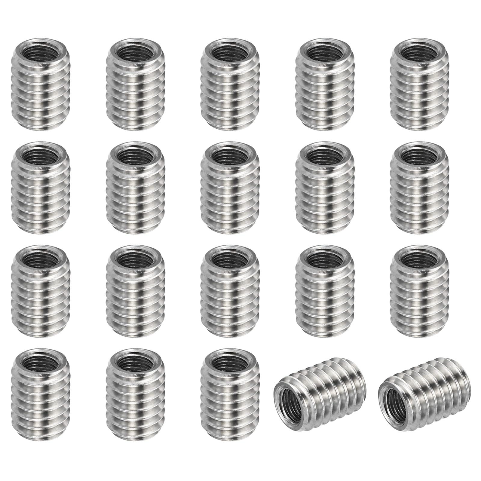 PATIKIL 304 Stainless Steel Thread Adapters Sleeve Reducing Nut, 20 Pcs M6x1.0 Male to M4x0.7 Female Repair Insert Nut Screw Reducer 8mm