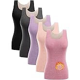 Mexholin 4/5 Pack Thermal Tank Tops Women Fleece Lined Underwear Tops Camisoles Sleeveless Undershirt Warm Base Layer Vest