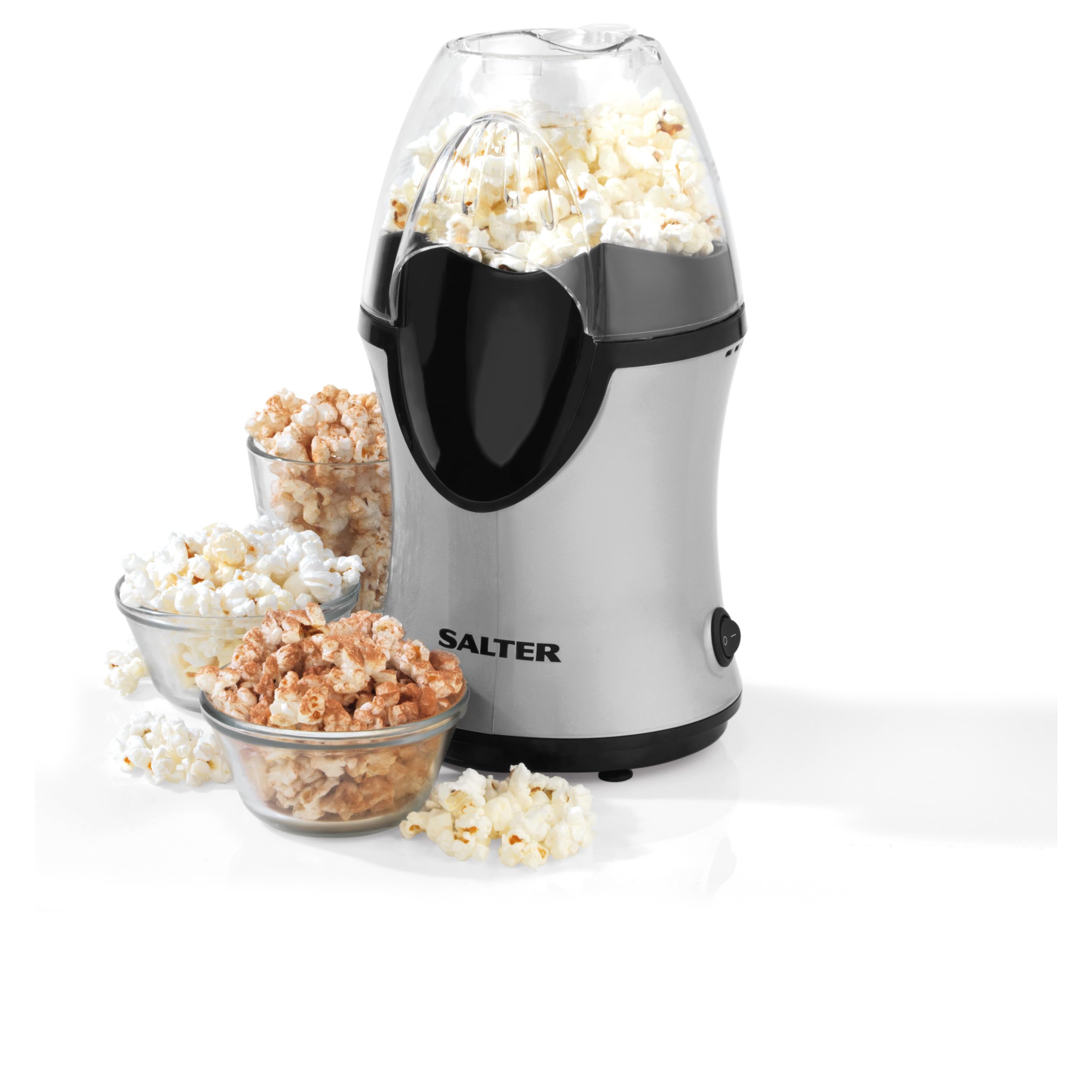 Salter EK2902 Electric Popcorn Maker – Includes Measuring Cup, No Oil, Homemade Fresh Popcorn in Under 3 Minutes, Uses Hot Air, Healthy Snacking, Detachable Cover, For Movie Nights, Parties, 1200W