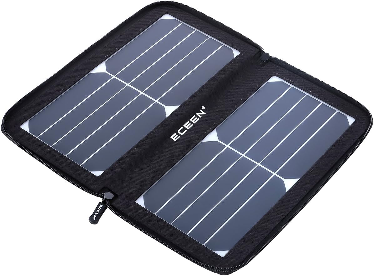 COCTIONE Solar Panel Charger with Smart Current Regulate USB Output Charging for iPhone, iPad, iPods, Samsung, Android Smartphones Speaker Gopro All 5V USB-Charging Devices Compact Zipper Pack Design
