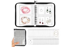 Figtacico Transparent Jewelry Storage Book - Portable PVC Jewellery Book Organizer Large Capacity with Zipper, Binder and 80 