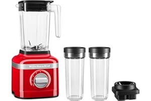 KitchenAid K150 3 Speed Ice Crushing Blender with 2 Personal Blender Jars - KSB1332Y,Passion Red, 48 oz