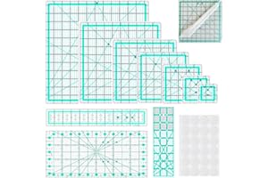 BUZHIFF Quilting Rulers,10 Quilting Rulers(2.5"x2.5",3.5"x3.5",5"x5", 6.5"x6.5",8"x8",10"x10",12.5"x12.5",6.5"x12",2"x12",3"x9") Acrylic Quilting Ruler