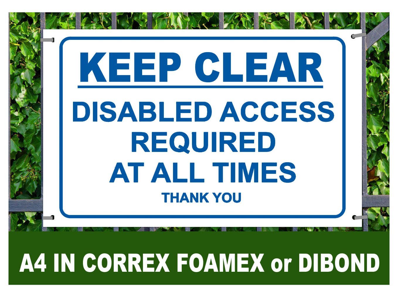 Keep Clear Disabled Access required NO PARKING SIGN A4 CORREX FOAMEX DIBOND SIGN WEATHERPROOF FADEPROOF (A4 Foamex)
