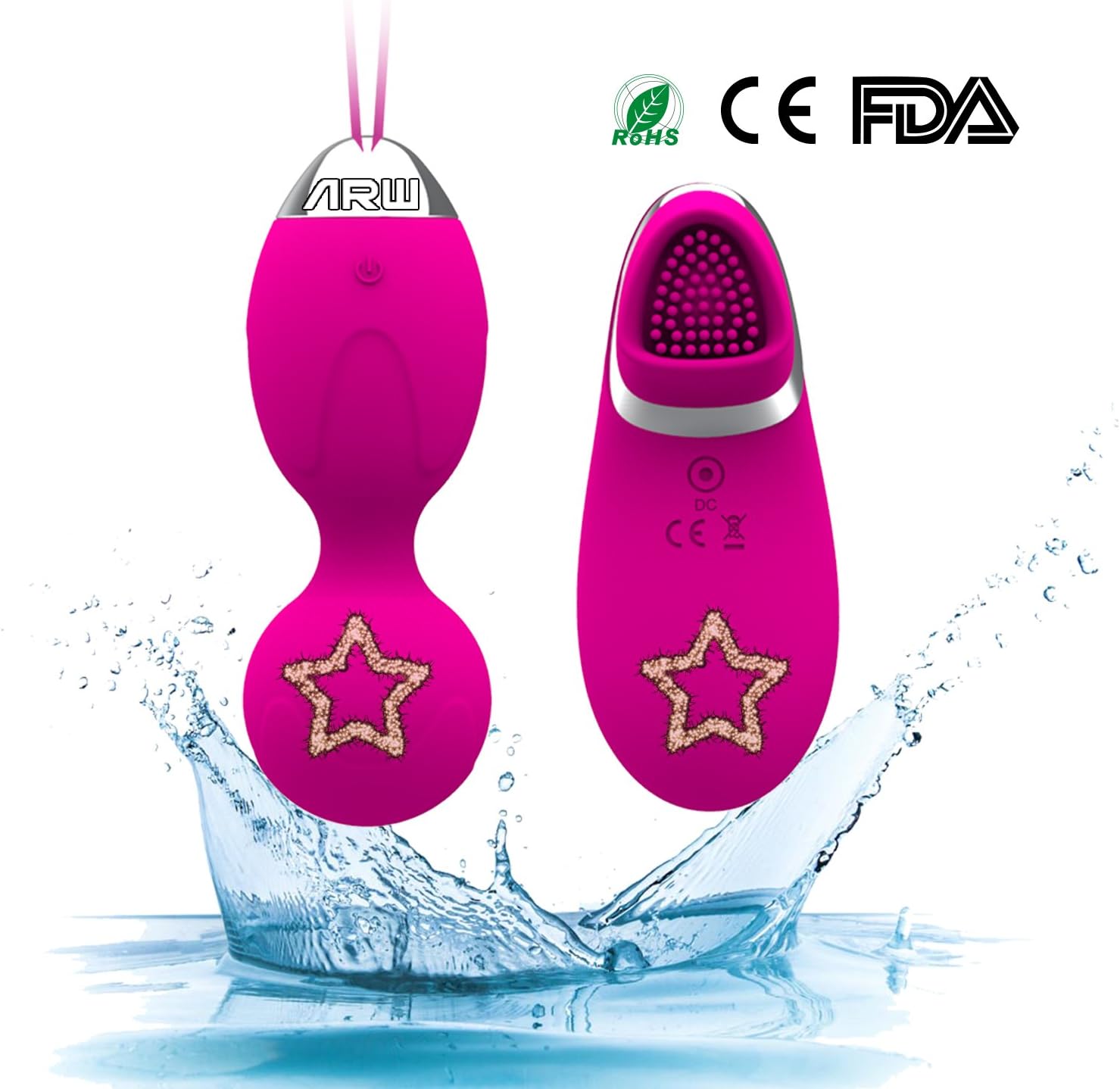 ARW 10-Frequency Powerful Bullet Egg Vibration Cordless Rechargeable Waterproof for Women (Purple-1)