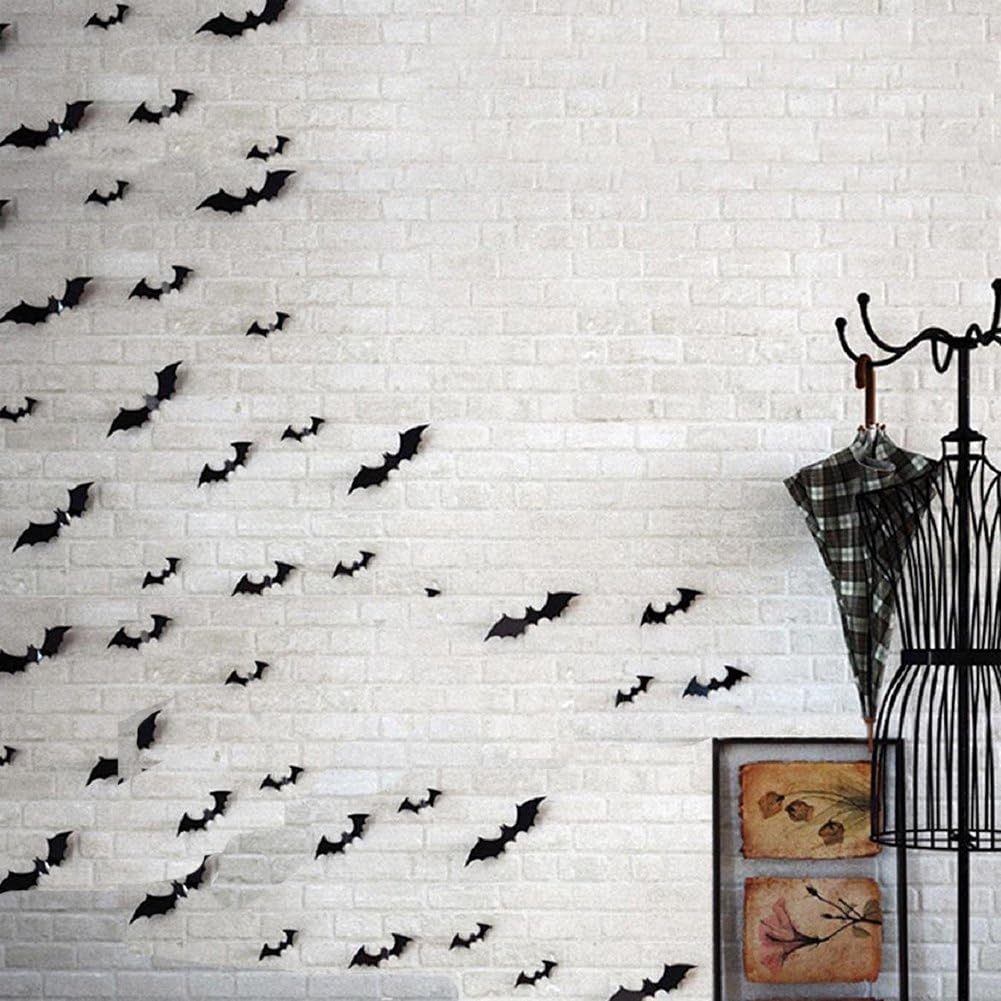 HOZZQ DIY Halloween Party Supplies PVC 3D Decorative Scary Bats Wall Decal Wall Sticker, Halloween Eve Decor Home Window Decoration Set, 28pcs, Black: Toys & Games