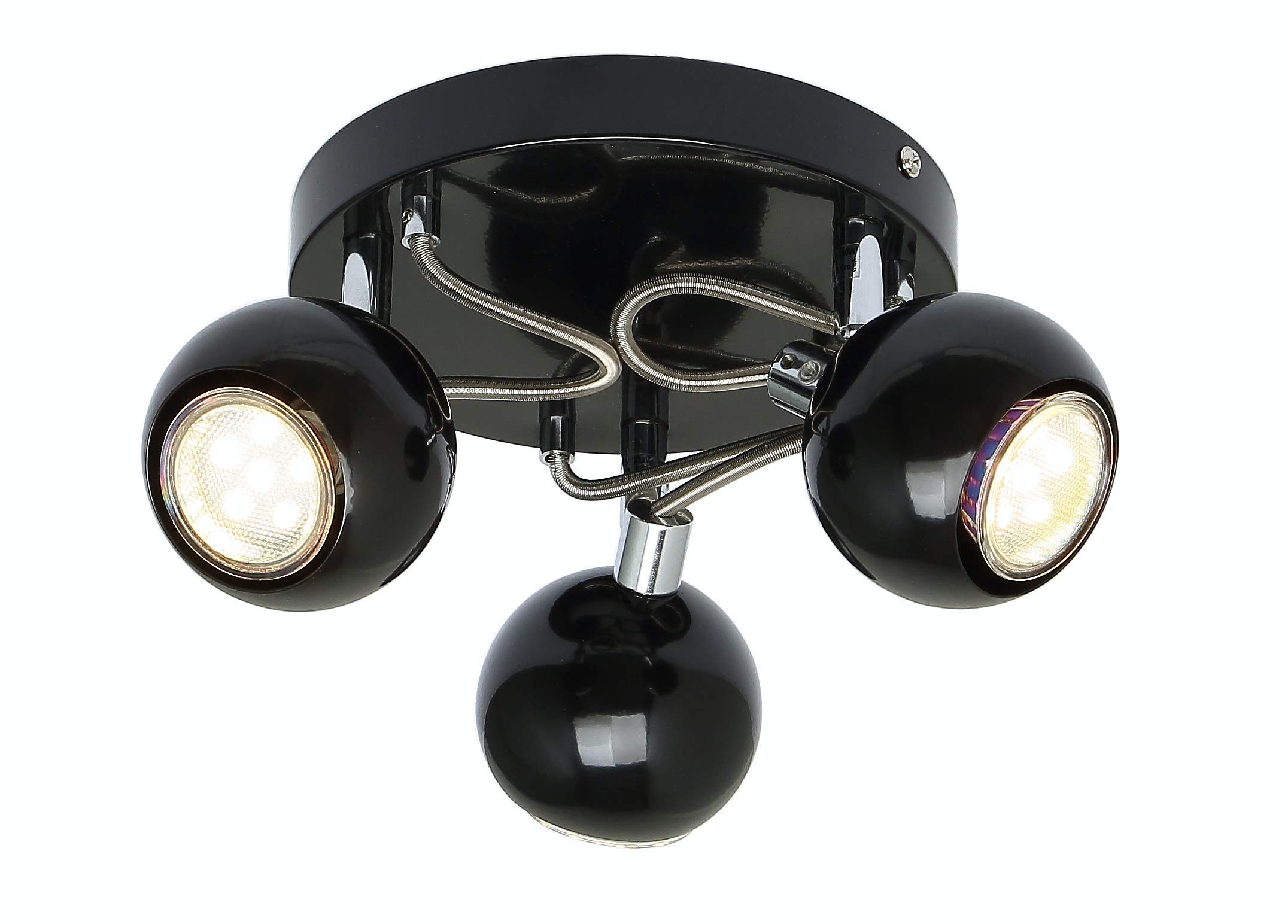 UKEW Modern 3 Way Ceiling Light - Black GU10 LED Spotlight with Adjustable Round Ball Heads - Light Fixture for Bedroom Kitchen Restaurants — image 1