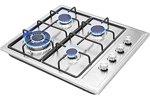 24″x20″ Built in Gas Cooktop 4 Burners Stainless Steel Stove with NG/LPG Conversion Kit Thermocouple Protection and Easy to C