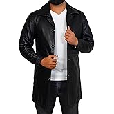 WECNOM Mens Winchester Distressed Brown Leather Jacket - Classic Vintage Hunter Style Mid 3/4 Length Trench Car Coat