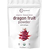 Organic Dragon Fruit Powder, 10oz | 100% Natural Fruit Powder | Freeze-Dried Pink Pitaya Source | No Sugar & Additives | Great Flavor for Drinks, Smoothie, & Beverages | Non-GMO & Vegan Friendly