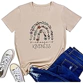 LOOKFACE Womens Floral Kindness Top Cute Graphic Tee Shirts