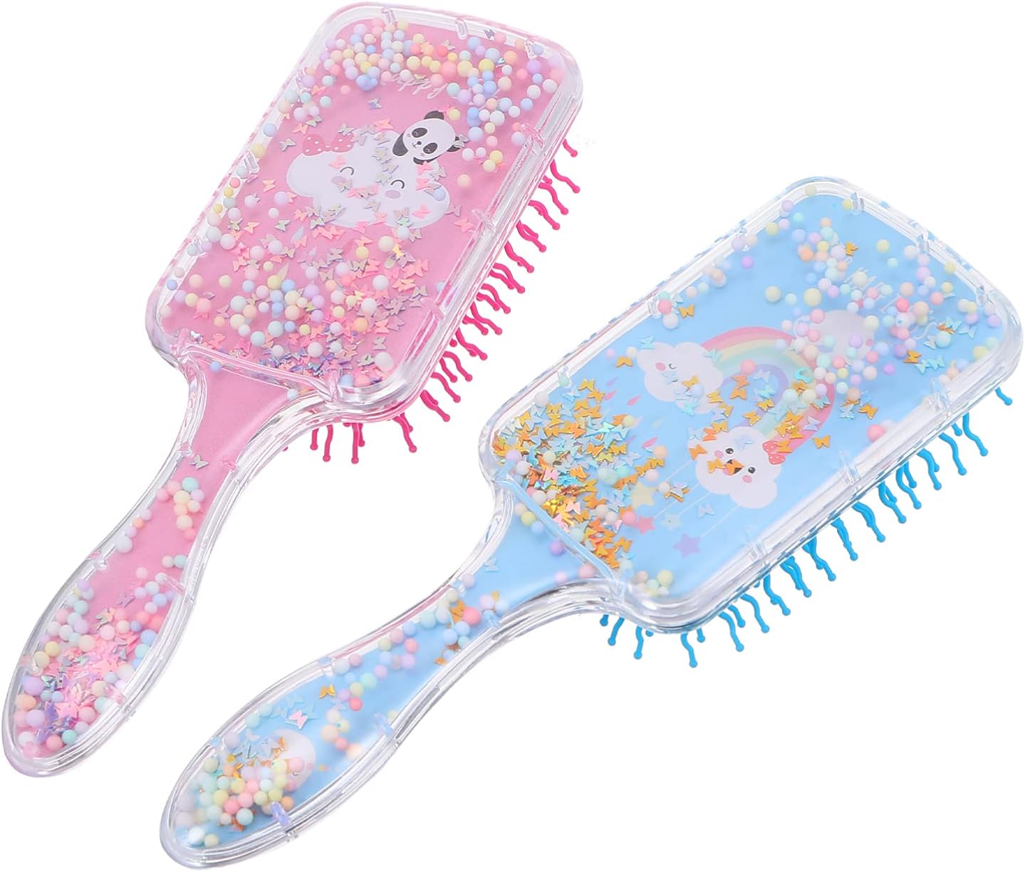 Healifty 2pcs Kids Wet Hair Brush Confetti Glitter Detangler Hair Brush
