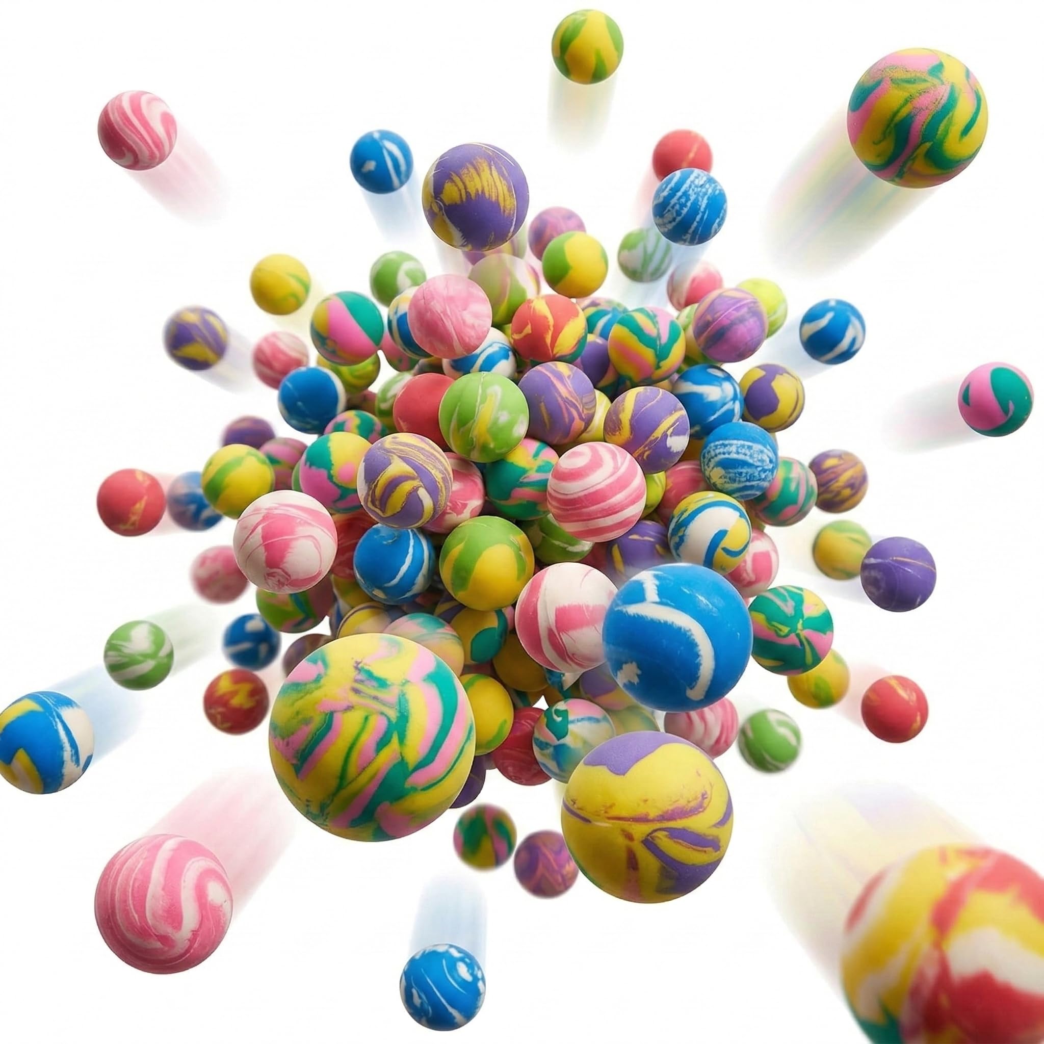 THE TWIDDLERS 90 Mini Bouncy Balls with Vibrant Marble Colours, 3cm Rubber Balls for Kids Birthdays, Party Bag Fillers & Prizes - Assorted Colours