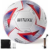 WITUXU Size 5 Soccer Ball with Pump and Needle - Official Match Professional Football for Training & Games, Deflated for Easy Inflation - Gift for Adults & Youth