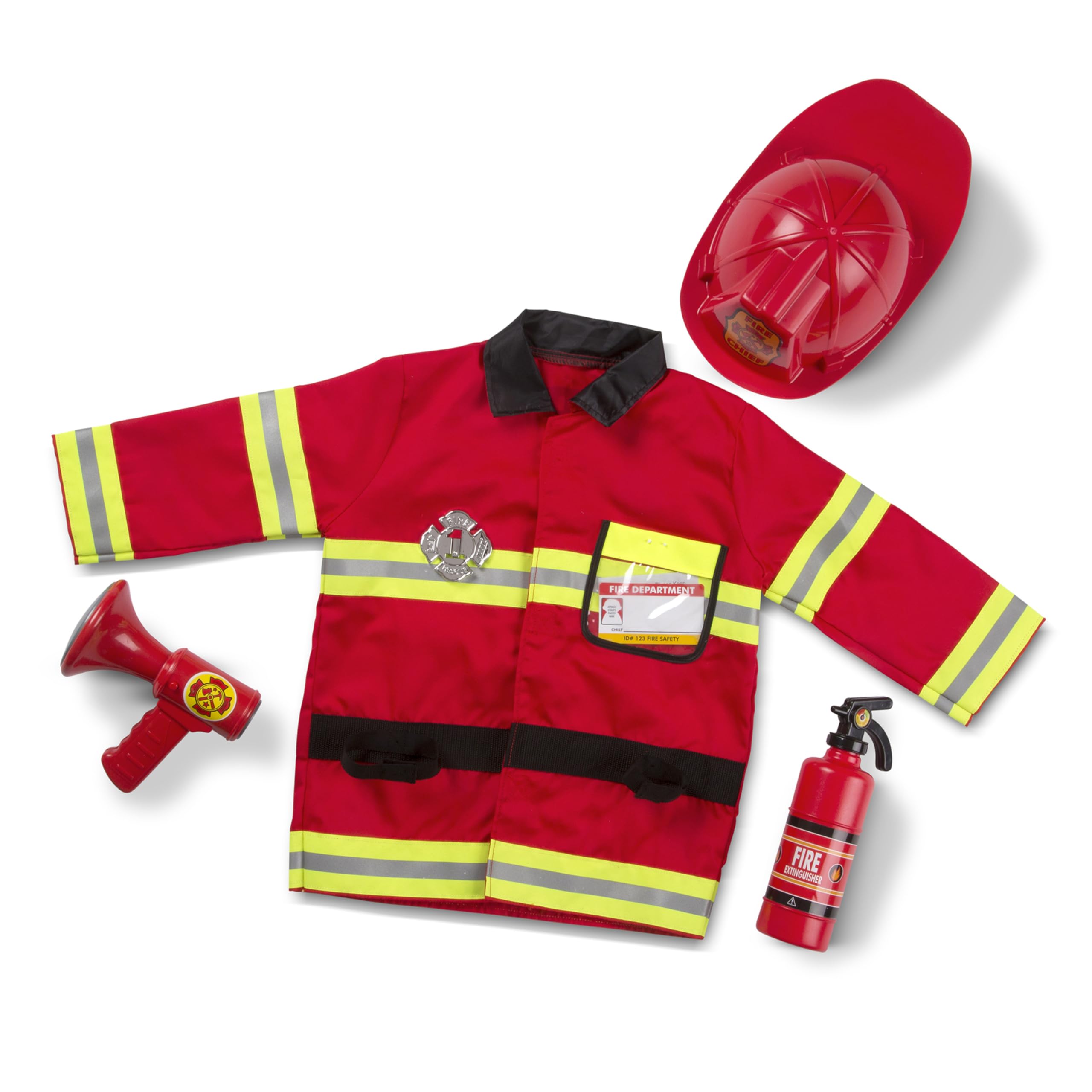 Melissa & Doug Kids Fireman Costume Role Play Toys | Fancy Dress for Children & Toddlers Halloween Costumes | Pretend Play Gifts for Kids Age 3 to 6