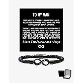 ziella To My Man,Personalized Dual Name Infinity Leather Bracelet,Personalized Custom Name Stainless Steel Bracelet Valentine Birthday Christmas Gifts for Him