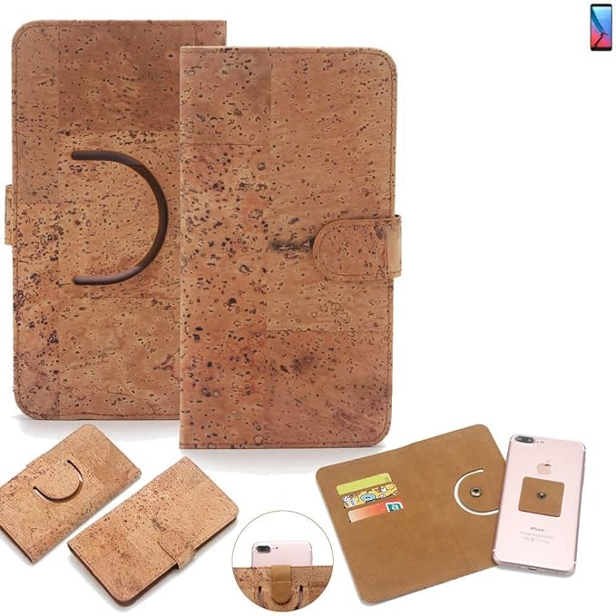 K-S-Trade Schutz Hülle für ZTE Blade V9 Handyhülle Kork Handy Tasche Korkhülle Handytasche Wallet Case Walletcase Schutzhülle