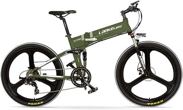 Amazon Xt750 E 26インチ折りたたみ自転車 フロント リアディスクブレーキ 48v 400wモーター 長寿命 Lcdディスプレイ付き ペダルアシスト自転車 緑 14 5ah Lankeleisi 電動自転車