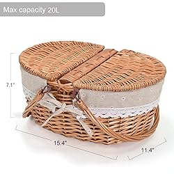 Wicker Picnic Basket with Removable Liner Empty