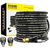POHIR Pressure Washer Hose 50 ft with 3/8 Inch Quick Connect, Kink Resistant High Tensile Wire Braided,with 2 pcs M22 14mm Adapter Set, 4200 PSI Power Washer Hose