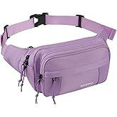 WATERFLY Fanny Pack Waist Packs: Large Crossbody Fanny Packs for Women Men with 5 Zipper Pockets Adjustable Strap Waist Bags Hip Pack for Traveling Cycling Running Hiking-Purple